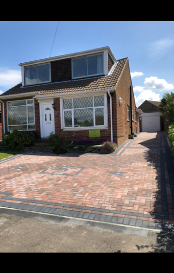 red block paving drive